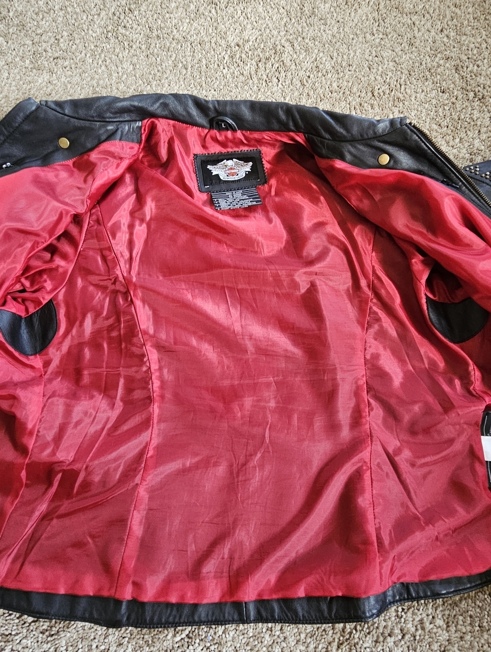 Harley-Davidson Studded Leather Jacket | Embroidered Back Logo | Moto Style - Picture 5 of 12